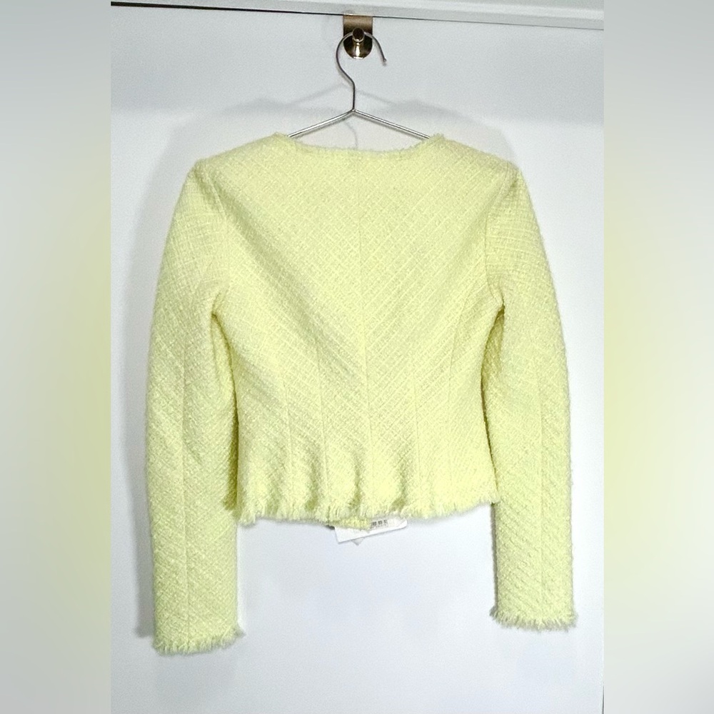 Alexander Wang Bias Tweed Cropped Cardigan Jacket – Highlighter Yellow - 0 - NWT - Picture 5 of 6